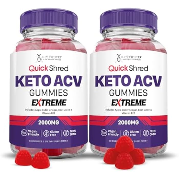 Justified Laboratories Quick Shred Keto ACV Gummies Extreme Advanced Formula 2000MG Apple Cider Vinegar Gummies with Pomegranate Beet Juice Powder & B12 Vegan, Non-GMO 120 Gummys