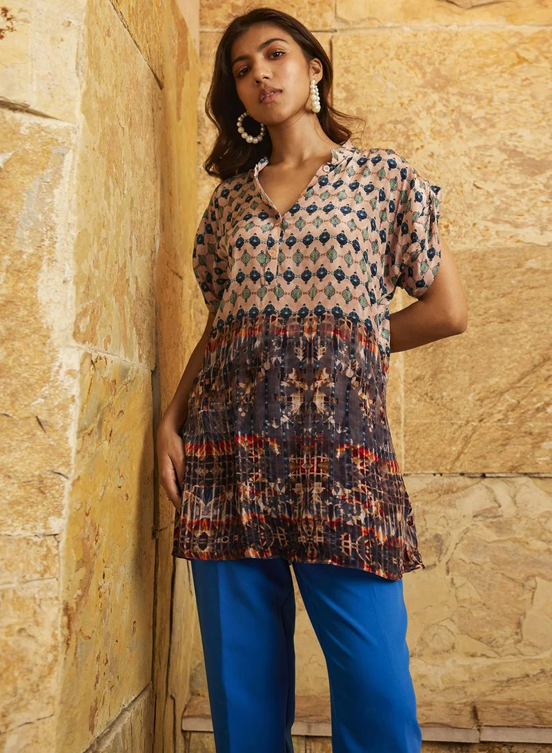 Bhanuni By Jyoti  SALMON PINK AND NAVY BLUE TUNICS for Women | Best Price UAE