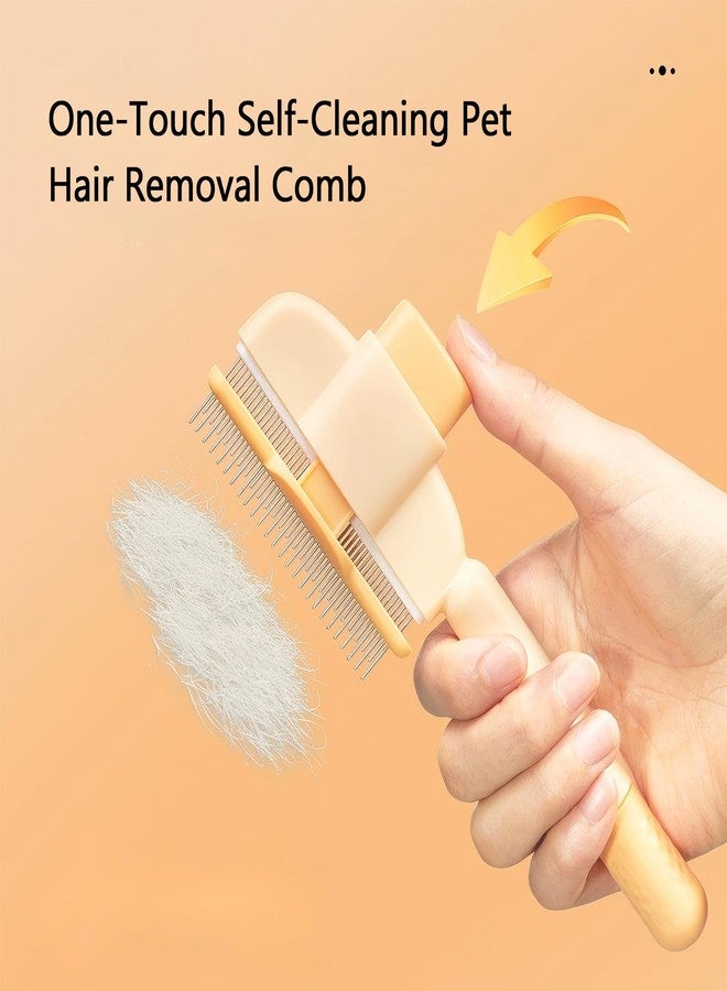 مشط إزالة شعر الحيوانات الأليفة ذاتي التنظيف 2025 ومشط البراغيث للقطط والكلاب، فرشاة تنظيف من الفولاذ المقاوم للصدأ مع زر تحرير، أداة إزالة الشعر المتساقط، مشط تدليك للحيوانات الأليفة خالٍ من التشابك (أخضر) - Image 3