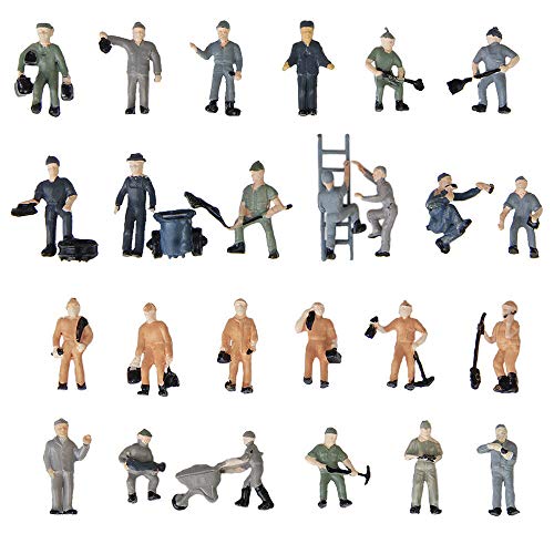 Acxico 25pcs Simulation Train Track Railroad Worker Model People Figures with Tools 1:87 HO Scale for Miniature Scenes - Image 1