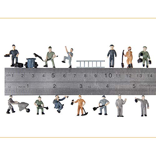 Acxico 25pcs Simulation Train Track Railroad Worker Model People Figures with Tools 1:87 HO Scale for Miniature Scenes - Image 3