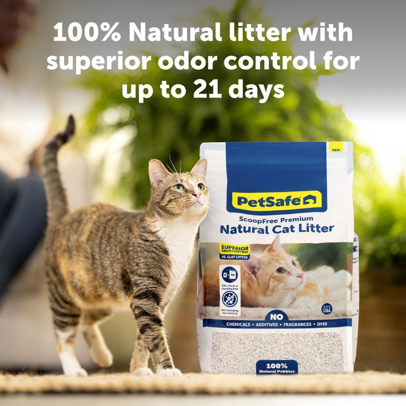 PetSafe ScoopFree Premium Fragrance-Free Natural Cat Litter - Long-Lasting Litter - High Absorbency & Low-Tracking Design - Non-Clumping Pebbles - 8 lb Bag - Image 4