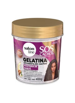 Salon Line Linha Sos Cachos (Manteiga De Karite) Gelatina Ativadora De Cachos 400 Gr (Sos Curls (Shea Butter) Collection Curl Activating Gelatin Net 14.11 Oz)  - Image 1