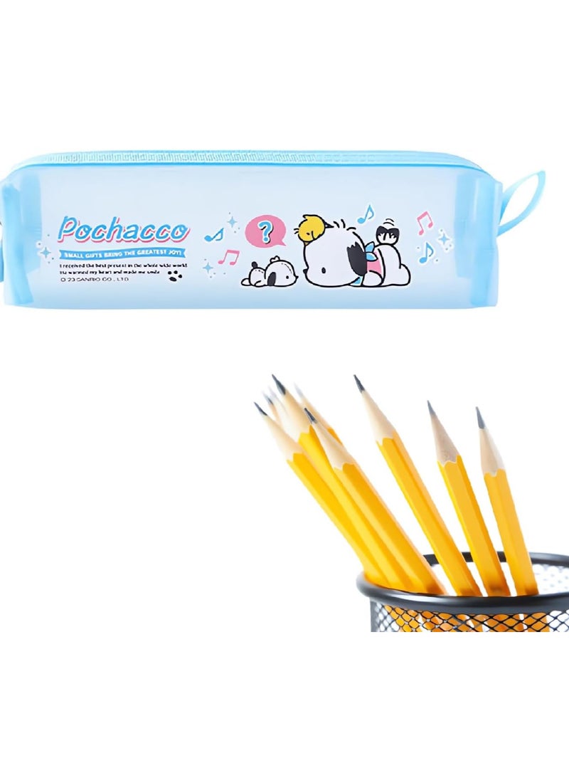 AUTOYSUR Mesh Pencil Case Large Capacity Pencil Case Big Pencil Pouch With Zipper Simple Stationery Bag Aesthetic Pen Bag for School Teen Girl Boy Multi-Purpose bag for office Men Women(Mesh-Pochacco)  - Image 1