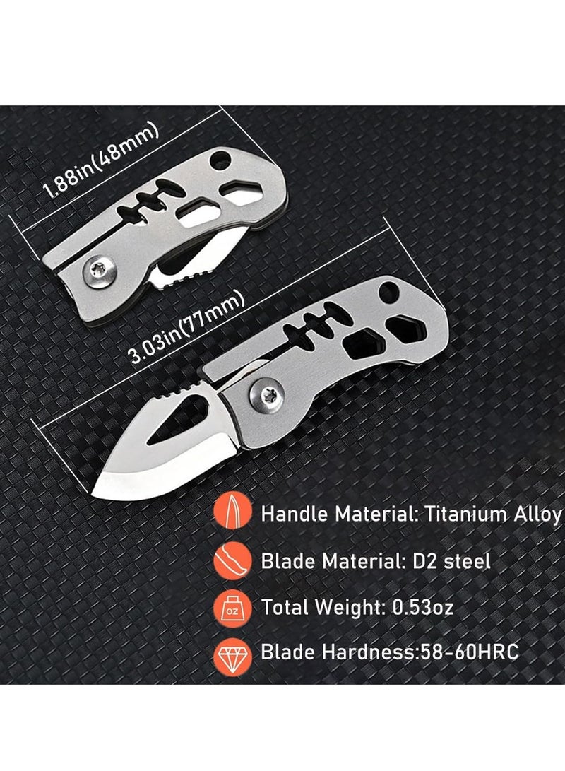 SYOSI سكين سلسلة مفاتيح صغير، سكين جيب صغير للرجال، سكين EDC قابل للطي لفتح العبوة، قطع الحبال، نحت الخشب، ومعالجة الحرف اليدوية (فضي) - Image 3