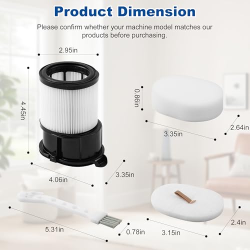 Janedtcyy 8 Pcs IP1251 IP3251 Filter Replacement Compatible with Shark Cordless PowerDetect Clean and Empty Lightweight Stick Vacuum, 1 Post-Motor Filter, 3 Pre-Motor Filter sets, 1 Cleaning Brush - Image 5