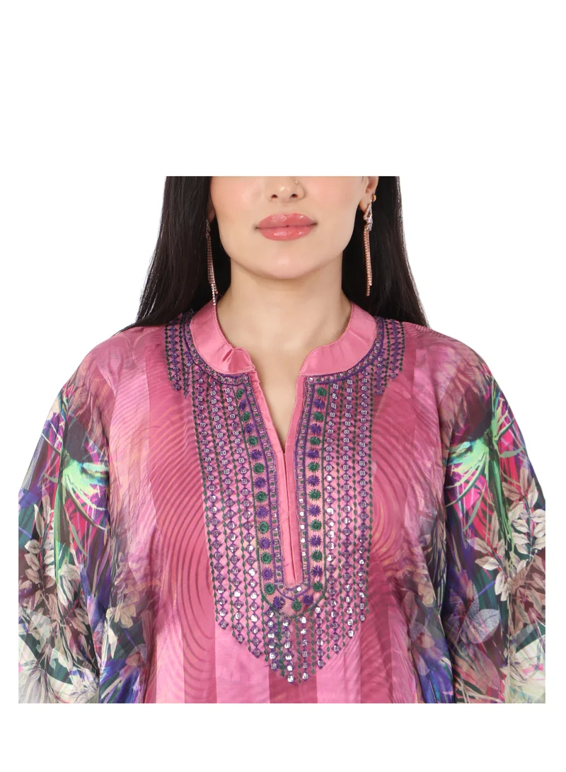 HANA & SARA LONG EMBROIDERED ELEGANT PRINTED ARABIC KAFTAN JALABIYA DRESS