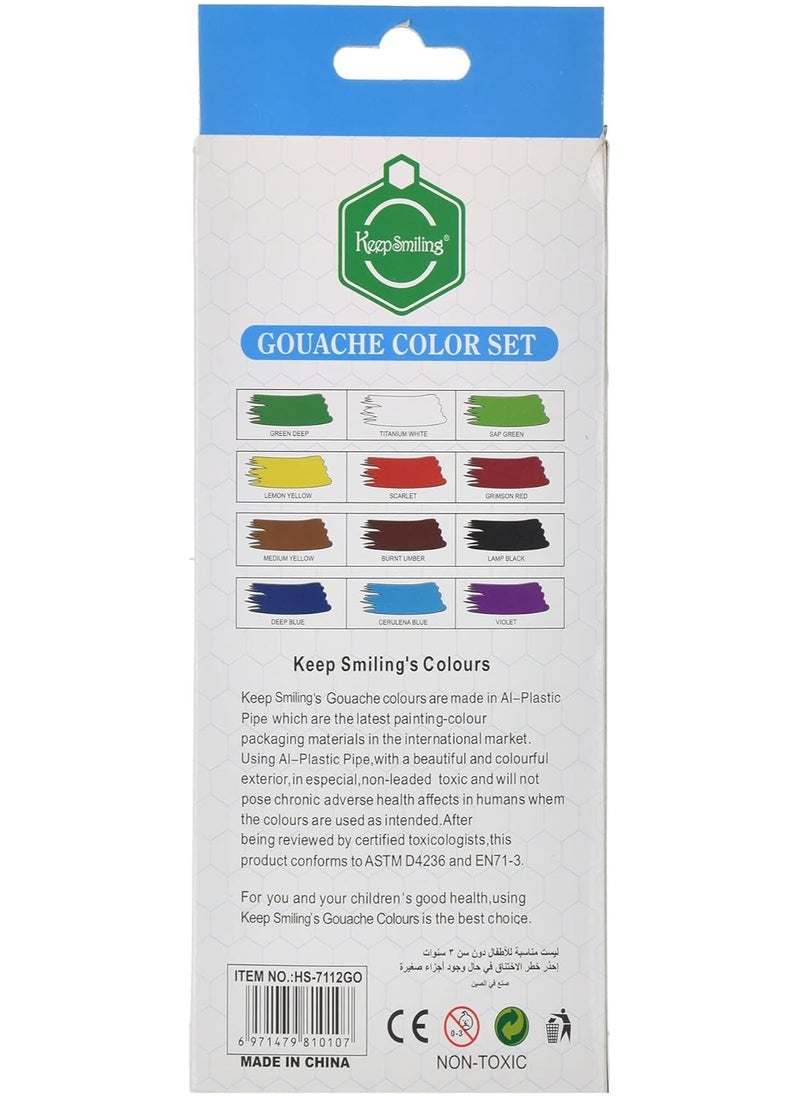 Gouache paints, 12 colors Tubes 12ml, and a paint brush - pzsku/ZD8767C30AE19F6BB6FC7Z/45/_/1697641038/78821093-095a-45fc-8b6d-39e9779b5860