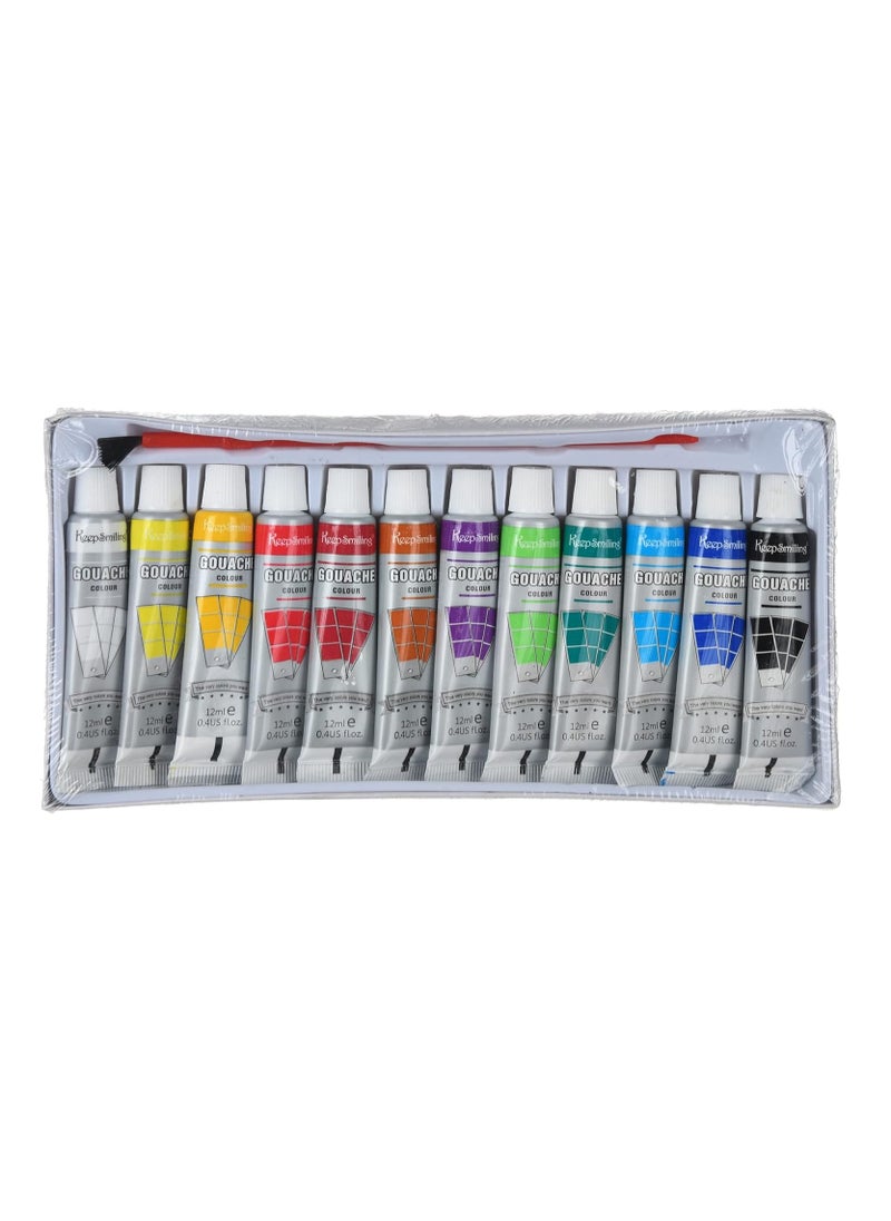 Gouache paints, 12 colors Tubes 12ml, and a paint brush - pzsku/ZD8767C30AE19F6BB6FC7Z/45/_/1697641039/513342f1-1007-40d2-be72-28c102fc2396