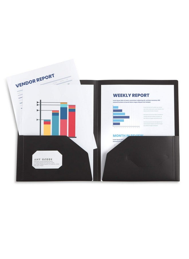 Blue Summit Supplies Blue Summit Supplies 30 Poly 2 Pocket Folders, Bold Assorted Dark Colors, Black, Blue, and Red Color Durable Plastic 2 Pocket Folders, Letter Size with Business Card Slot, Bulk 30 Pack  - Image 4