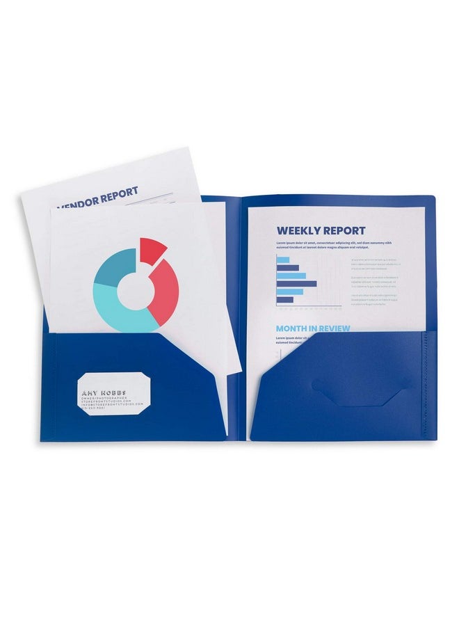 Blue Summit Supplies Blue Summit Supplies 30 Poly 2 Pocket Folders, Bold Assorted Dark Colors, Black, Blue, and Red Color Durable Plastic 2 Pocket Folders, Letter Size with Business Card Slot, Bulk 30 Pack  - Image 3
