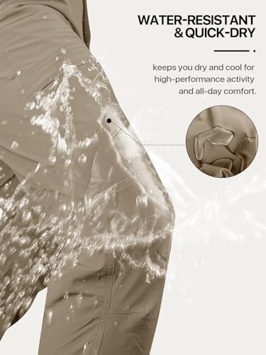 FREE SOLDIER Men's Outdoor Cargo Hiking Pants with Belt Lightweight Waterproof Quick Dry Tactical Pants Nylon Spandex (Mud 34W/32L) - Image 4