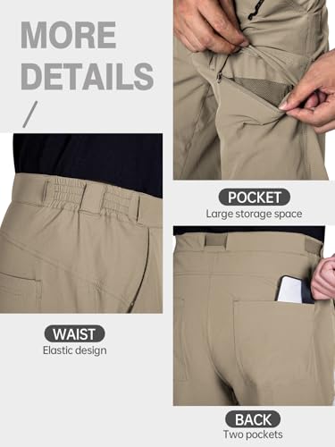 FREE SOLDIER Men's Outdoor Cargo Hiking Pants with Belt Lightweight Waterproof Quick Dry Tactical Pants Nylon Spandex (Mud 34W/32L) - Image 5