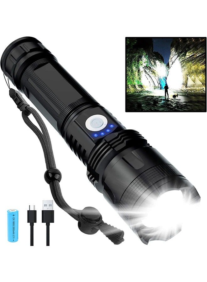 LINJIE Rechargeable Flashlights，100000 Lumens Super Bright Powerful Flashlights,Ipx5 Waterproof Flashlight, 5 Lighting Modes Suitable For Camping Fishing And Hiking. - Image 1