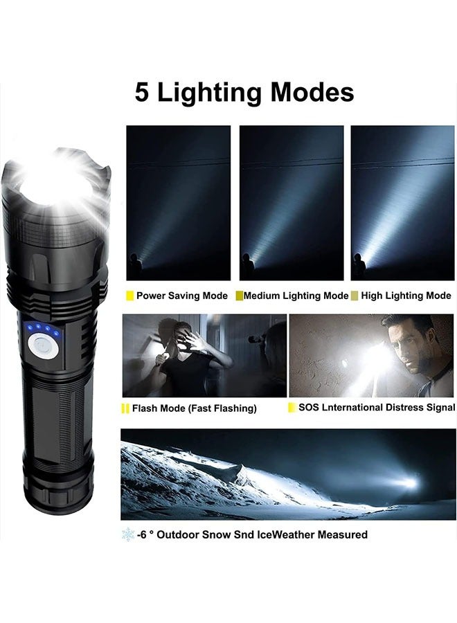 LINJIE Rechargeable Flashlights，100000 Lumens Super Bright Powerful Flashlights,Ipx5 Waterproof Flashlight, 5 Lighting Modes Suitable For Camping Fishing And Hiking. - Image 5