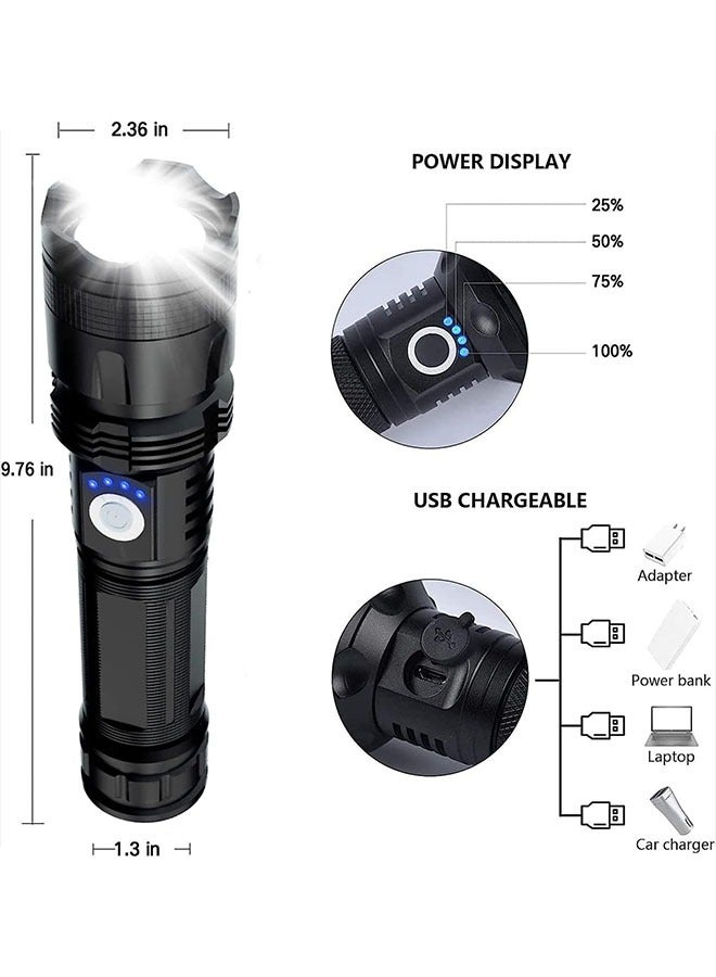 LINJIE Rechargeable Flashlights，100000 Lumens Super Bright Powerful Flashlights,Ipx5 Waterproof Flashlight, 5 Lighting Modes Suitable For Camping Fishing And Hiking. - Image 3