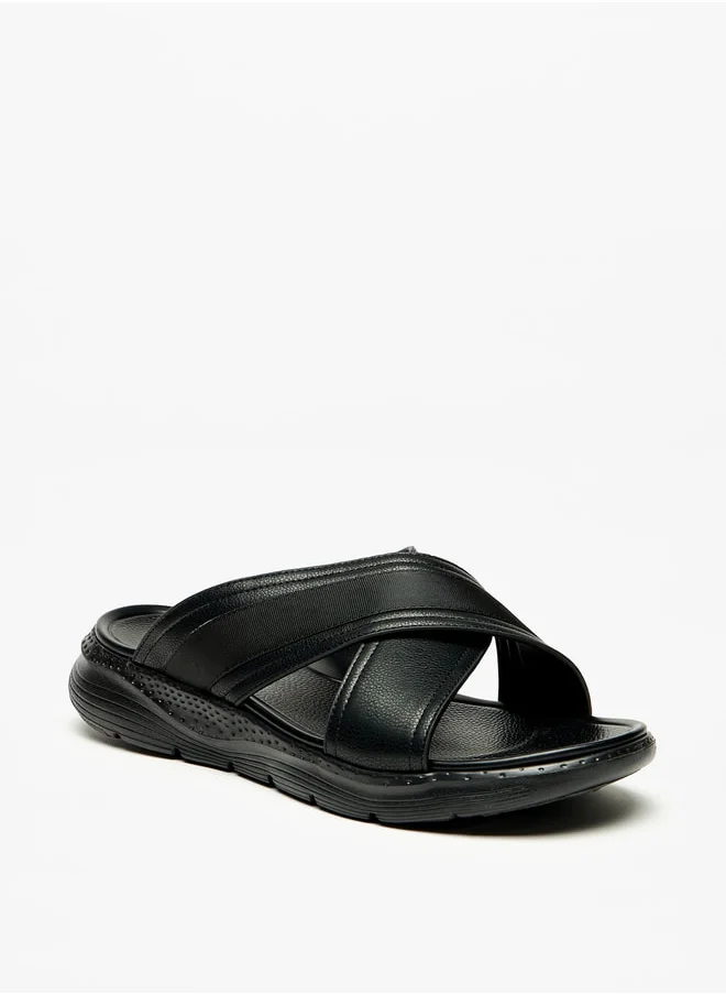 لو كونفورت Men's Cross Strap Slip-On Sandals