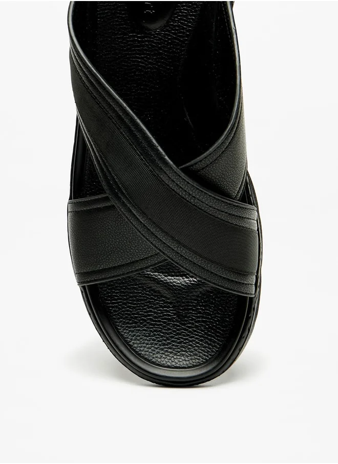 لو كونفورت Men's Cross Strap Slip-On Sandals