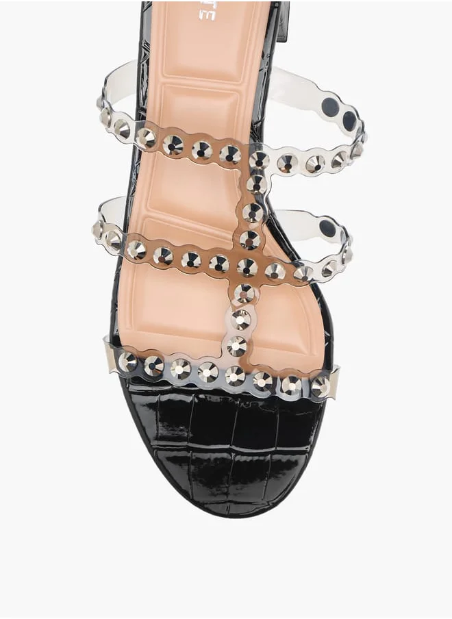 سيليست Womens Embellished Slip-On Sandals With Block Heels Ramadan Collection