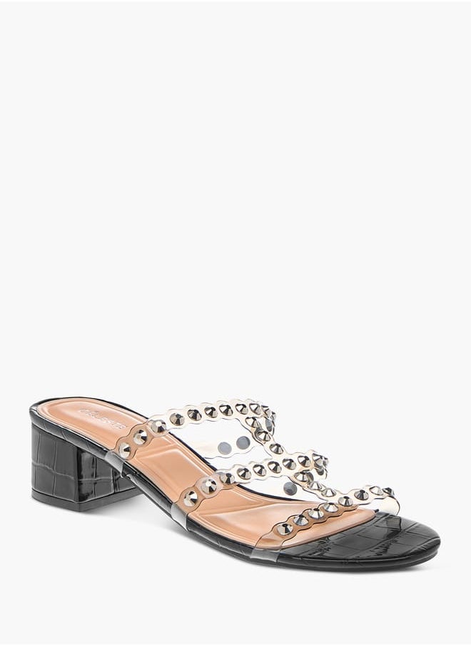 Celeste Womens Embellished Slip-On Sandals With Block Heels Ramadan Collection  - Image 1