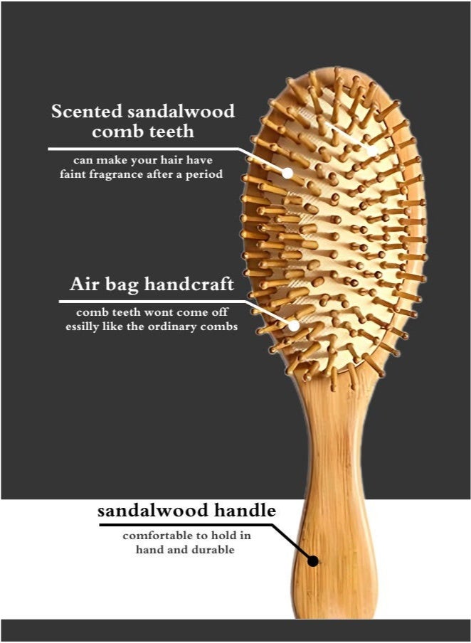 GlamKit Hair Comb Wooden Hair Comb, Natural Bamboo Hair Brush Detangling Brush Massage - Image 3