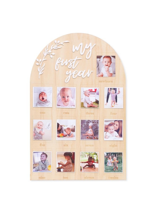 YOUAME My First Year Birthday Wooden Photo Board - First Year Milestone Photo Board，12 Months Baby Birthday Picture Frame - Image 1