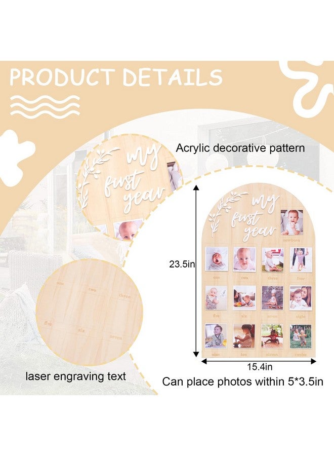 YOUAME My First Year Birthday Wooden Photo Board - First Year Milestone Photo Board，12 Months Baby Birthday Picture Frame - Image 2