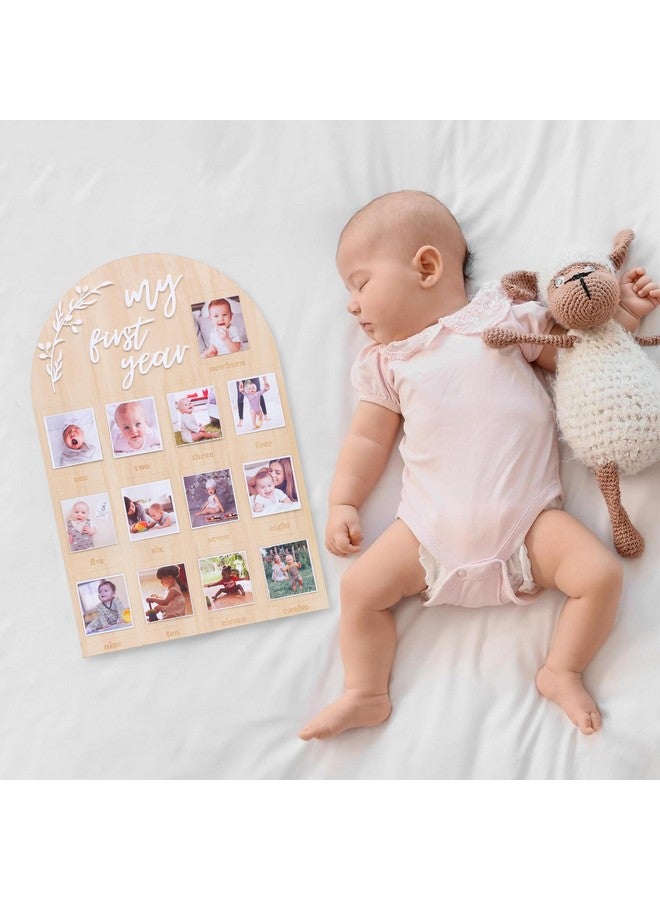 YOUAME My First Year Birthday Wooden Photo Board - First Year Milestone Photo Board，12 Months Baby Birthday Picture Frame - Image 3
