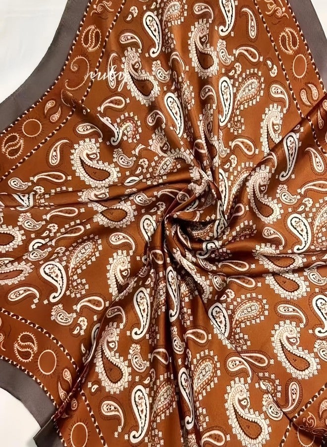 LECHI Satin Head Scarf Silk Like Hair Scarf Stain Bandana For Women Hair Scarves Accessories Lightweight Fashion Wrap Neck Silk (Orange brown) - Image 4