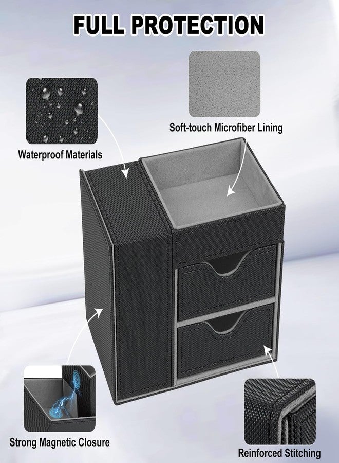 Jaffzora Dice Tray & Dice Roller Tower, Magnetic Dice Storage Box for Rolling, 3 in 1 Leather Dice Organizer Holder Fits for Dungeons & Dragons, MTG DM and Player, Black & Gray - Image 5
