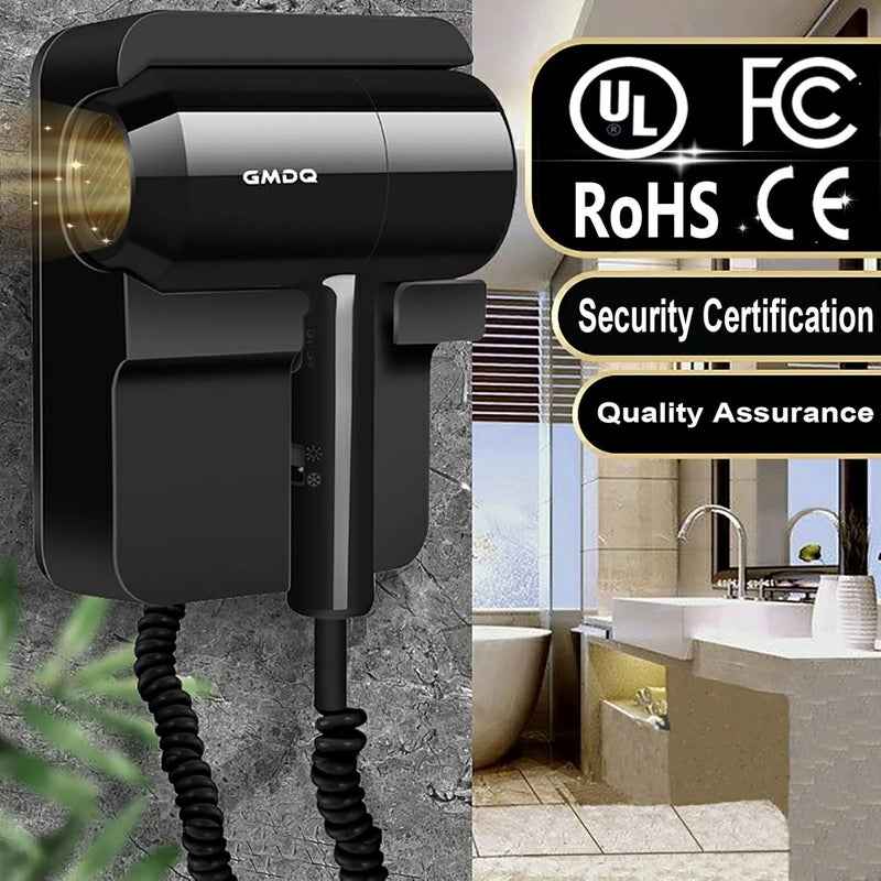 GMDQ Hotel Wall Mounted Hair Dryer for Bathroom,Restroom Professional Blow Dryer,with Stand Rack,Specialised Motor for Salon,Fast Drying - Gifts【Massage air Cushion Comb,Screws+3M Adhesive】 White - Image 4