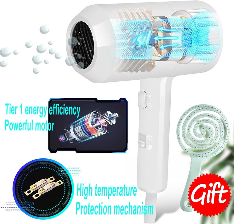 GMDQ Hotel Wall Mounted Hair Dryer for Bathroom,Restroom Professional Blow Dryer,with Stand Rack,Specialised Motor for Salon,Fast Drying - Gifts【Massage air Cushion Comb,Screws+3M Adhesive】 White - Image 3