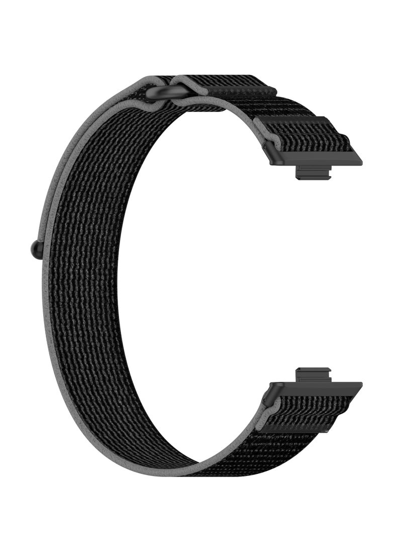 Nylon Strap Compatible with Huawei Watch Fit3 Soft Elastic Sport Strap for Huawei Watch Fit 3 Replacement Strap (Black/Grey) - Image 3