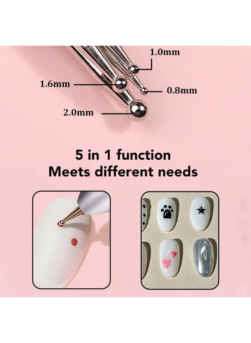 SYOSI طقم أقلام تزيين الأظافر 5 في 1 - أدوات تزيين بتصميم قلم حبر احترافي لتزيين الأظافر، مانكير DIY وصالونات التجميل، طقم نصائح تزيين الأظافر بدقة، سهل الاستخدام ومتعدد الاستخدامات، 2 قطعة (حجم واحد) - Image 3