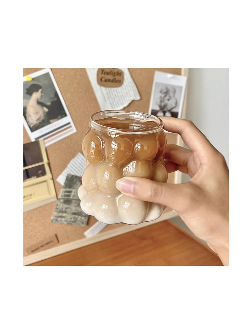 مجموعه من قطعتين من  اكواب القهوة الزجاجيه ،اكواب فقاعيه بمقبض، أكواب قهوة شفافة من الزجاج المقاوم للحرارة، أدوات شرب - شفافة - Image 3