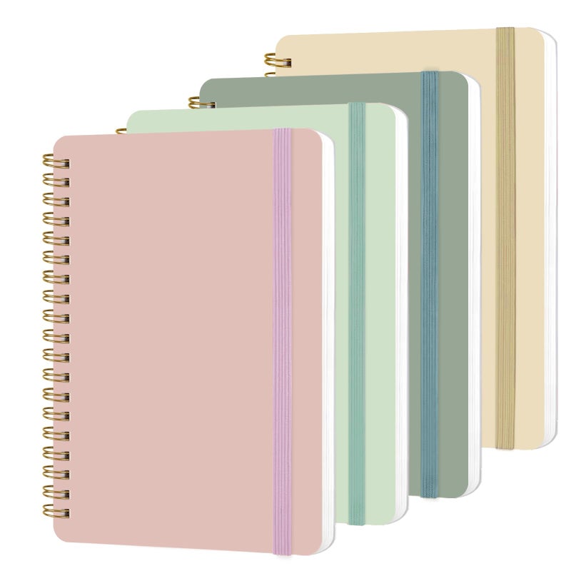 DMSVK 4 PCS Small Spiral Notebook 5x7, Spiral Journal Notebook, Notebooks for Work, School, Small Notebooks 5x7 with Strap, Cute Notebooks for Women 50 Sheets (Green) - Image 1