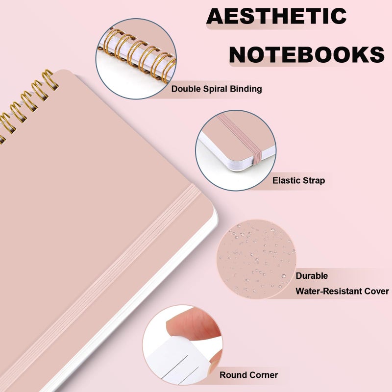 DMSVK 4 PCS Small Spiral Notebook 5x7, Spiral Journal Notebook, Notebooks for Work, School, Small Notebooks 5x7 with Strap, Cute Notebooks for Women 50 Sheets (Green) - Image 3