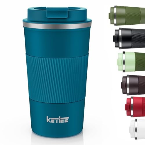KETIEE Travel Coffee Mug 12oz: Insulated Coffee Cup with Leakproof Lid, Coffee Tumbler, Reusable Coffee Cups with Seal Lid, Vacuum Stainless Steel Coffee Mug to Go for Hot/Ice Coffee Tea (Blue) - Image 1