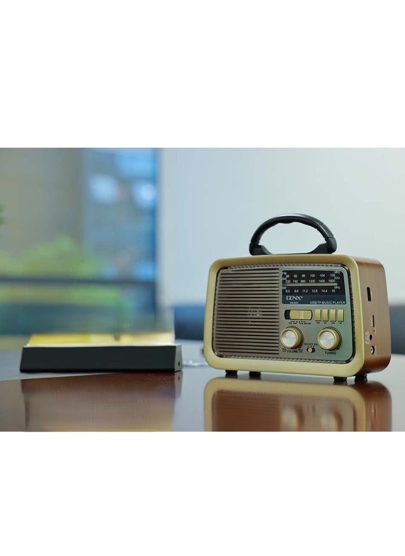 دينكس راديو HI-FI بثلاث قنوات FM - AM - SW بني خشبي يدعم البلوتوث ,AUX ,بطاقة TF وقرص فلاش USB  - Image 5