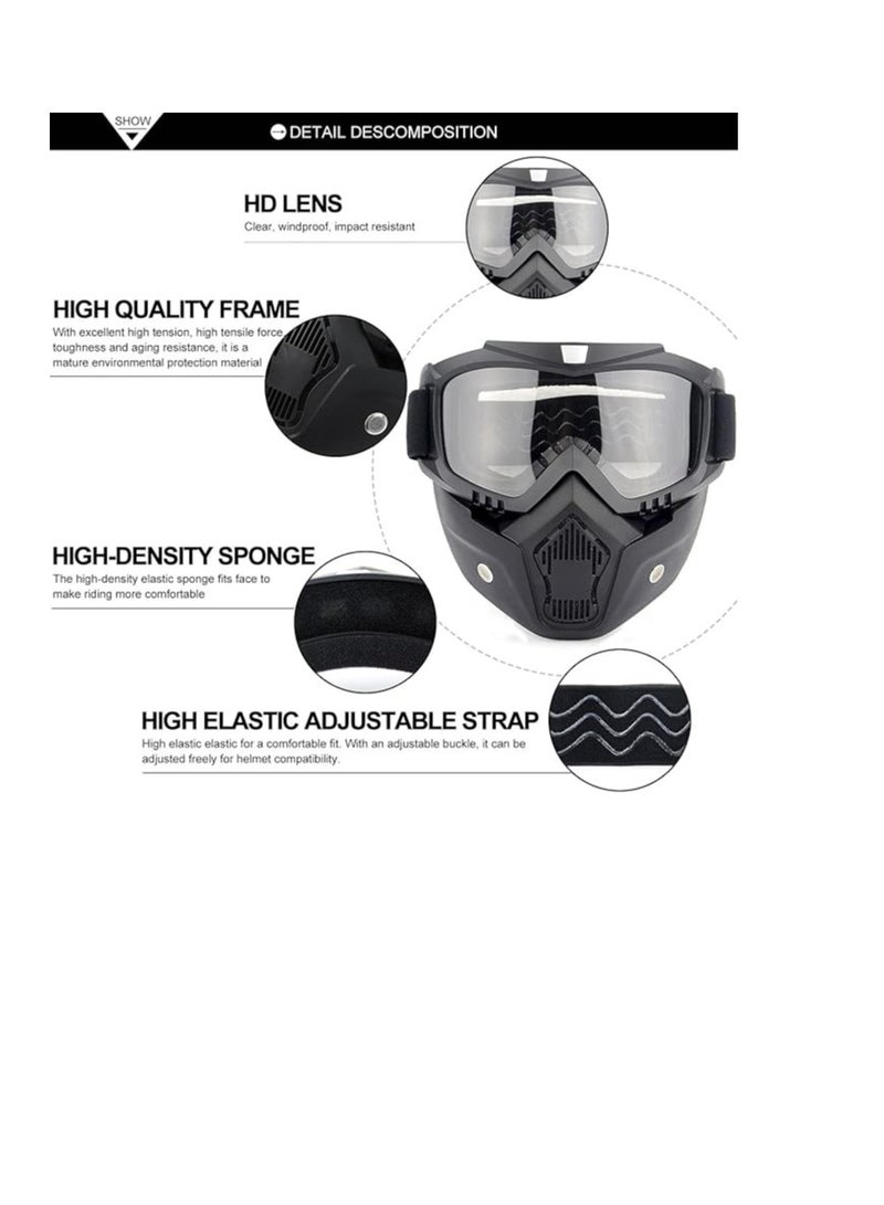 Generic Motorcycle Goggles Paintball Mask, Detachable Face Mask ATV Goggles, Dirt Bike Goggles Safety Ggoggles for Men Women - Image 2