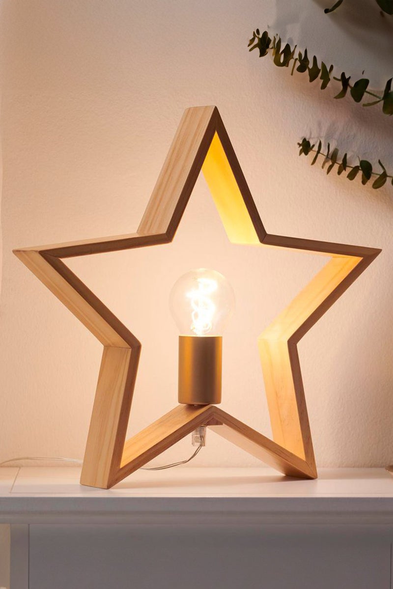 Tchibo LED Wooden Star, Beige  - Image 1