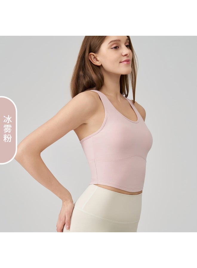 New Antibacterial Thin-strap Yoga Vest Spring And Summer Yoga Wear Women's Fitness Bra Lulu Fixed Cup Sports Bra