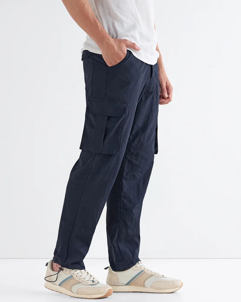 بيواكوف بنطلون باراشوت رجالي نايلون كارجو أزرق داكن