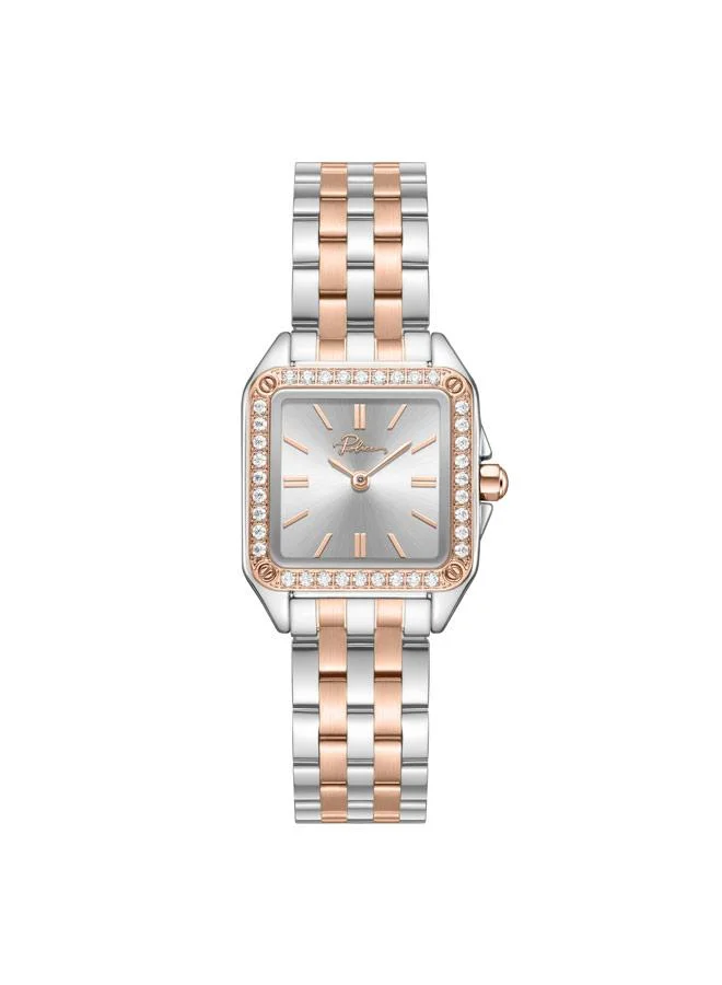 بوليس Omaha Silver Dial Stainless Steel Bracelet Analog Watch for Women, 27.8mm