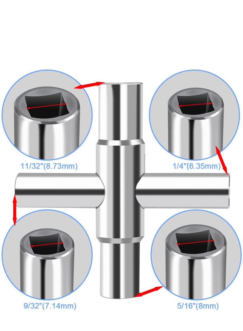 Excefore 2 Pcs Silver Water Key Steel Sillcock Wrench, 4  Way Sillcock Key Wrench, Suitable for Sillcocks Faucets Valves Sots,1/4 - Image 4
