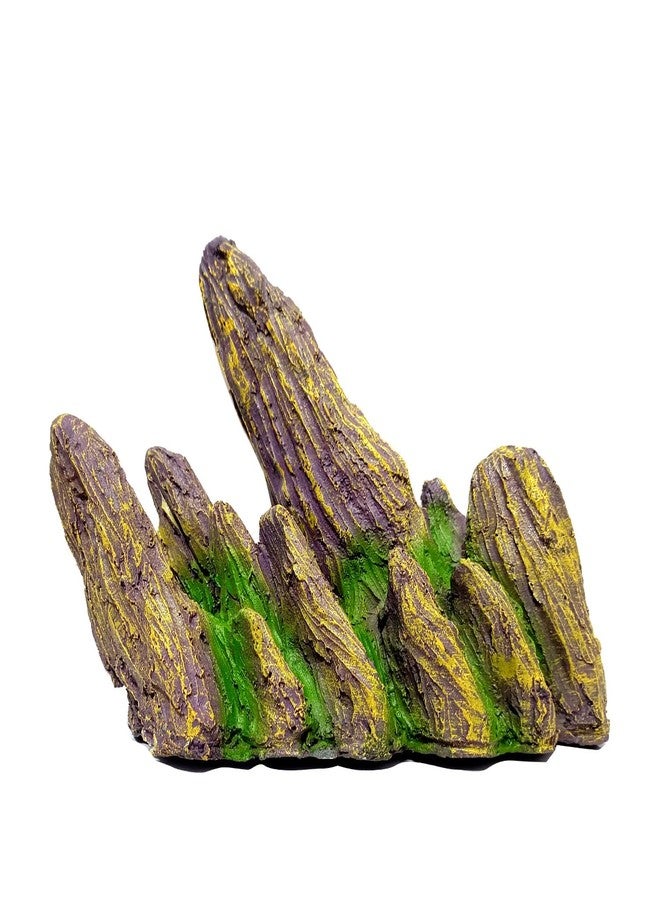Smiling Pets Aquarium Mountain View Stone Ornament, Artificial Fish Tank Rock Cave Resin Mountain Hill View Stone with Moss Landscape Decoration - Image 1