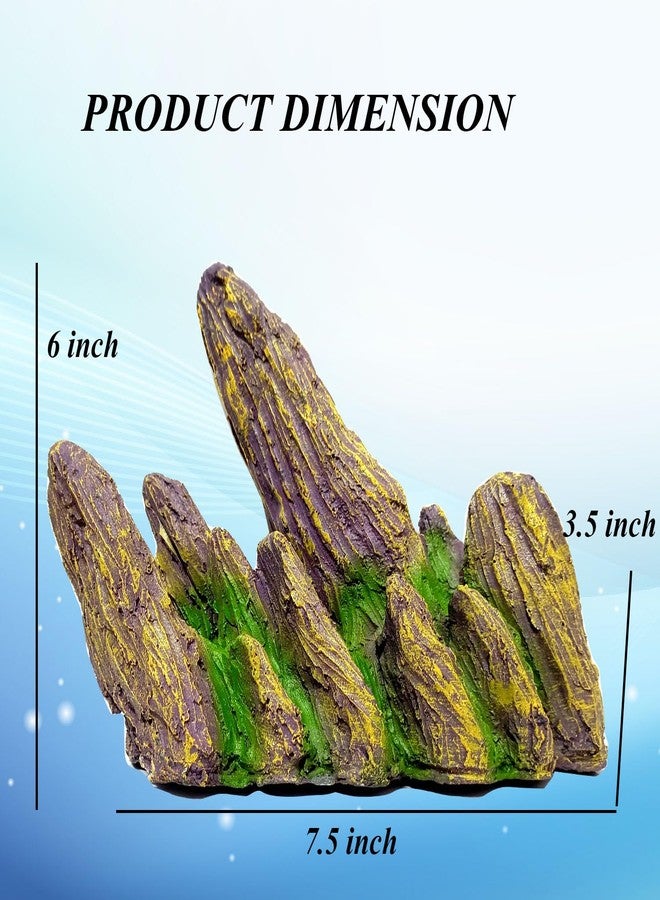 Smiling Pets Aquarium Mountain View Stone Ornament, Artificial Fish Tank Rock Cave Resin Mountain Hill View Stone with Moss Landscape Decoration - Image 4