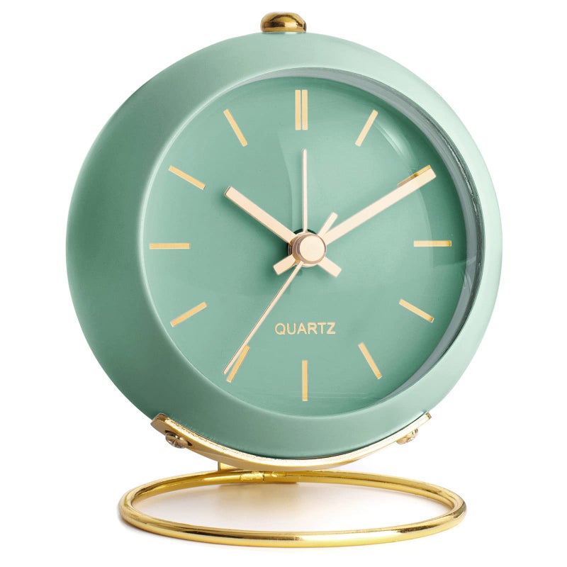 AYRELY Battery Operated Desk Alarm Clocks with LightRetro Silent No Ticking Analog Small ClockLoud Table Clock for BedsideBedroomKitchenOfficeTravelKidsRoom Decor Aesthetic VintageGreen