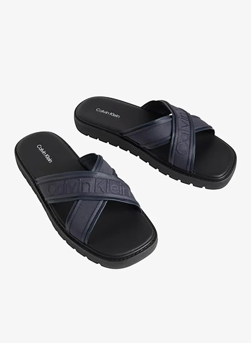 CALVIN KLEIN Square Molded X-Cross Webbed Straps Sandals