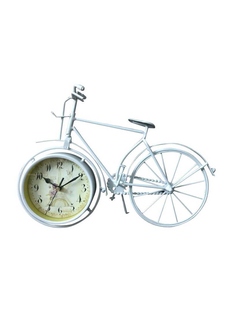 Gifts Byte Gifts Byte Table Top Showpiece Metal Contemporary Design Bicycle with Clock White 